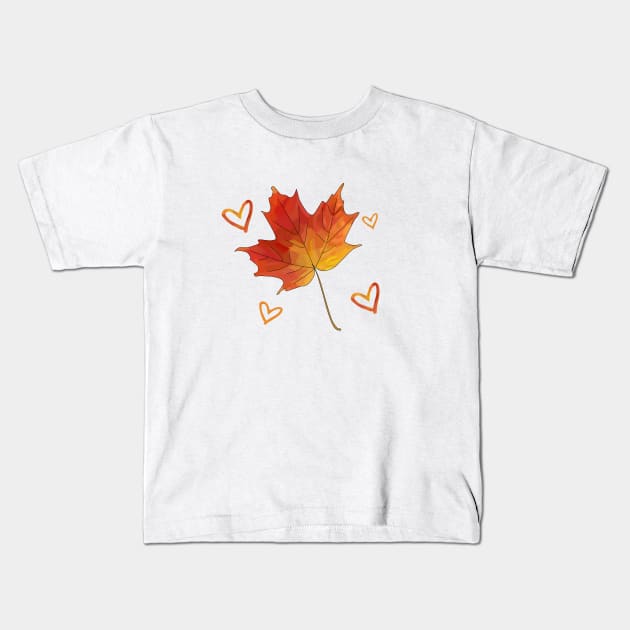 Autumn Love- Girl In Red- Love- Romance-October Kids T-Shirt by Vtheartist